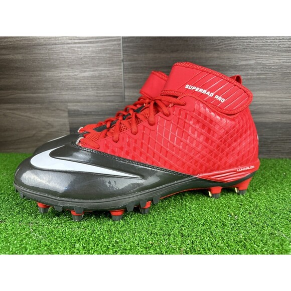 Nike Mens Football Cleats 14  Red Shoe Lacrosse‎ Lunar Superbad Pro RD - Picture 1 of 8
